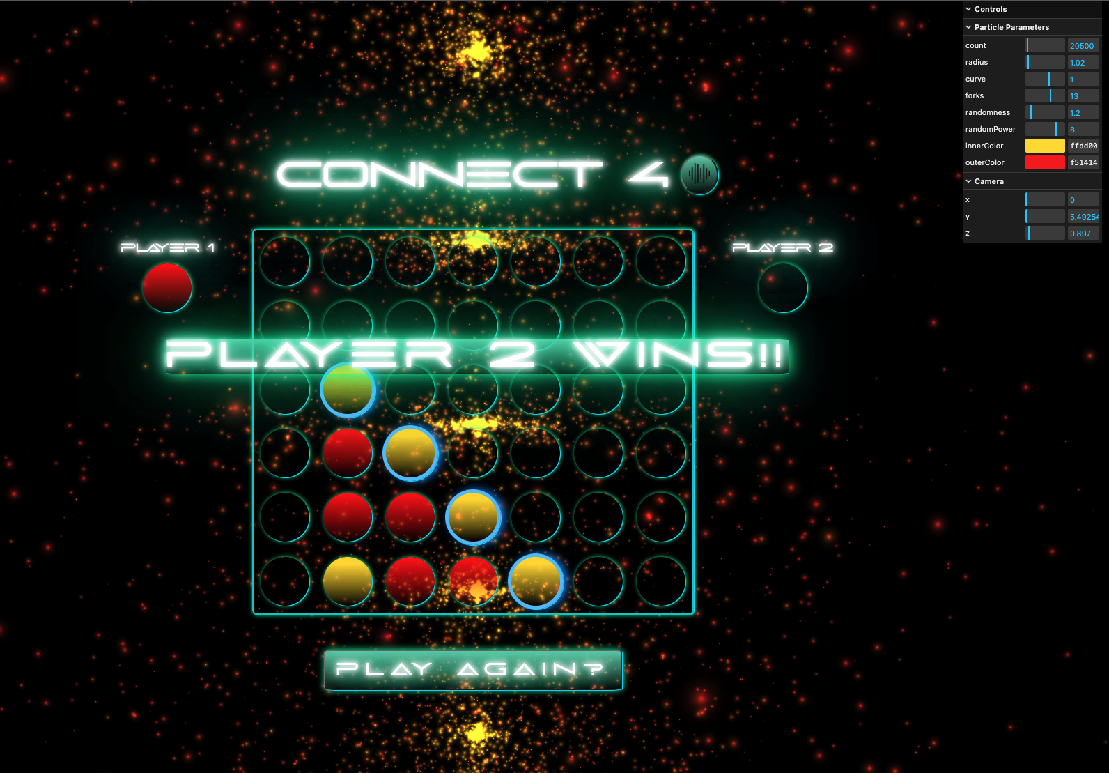 Screen shot of Connect 4 Game