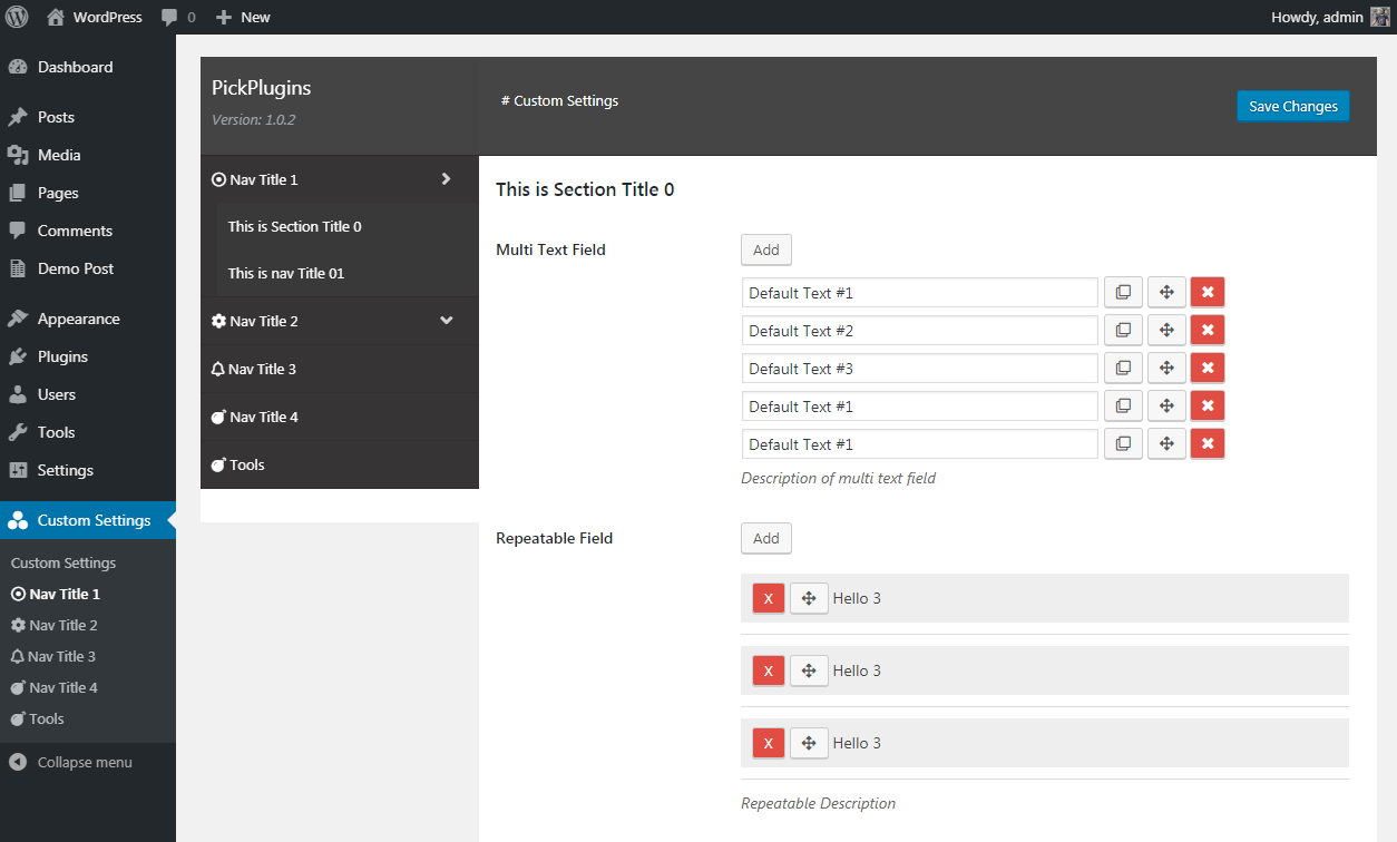 WordPress Options Framework