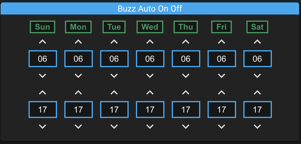 Auto On/Off Hours