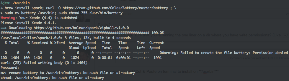 Terminal output