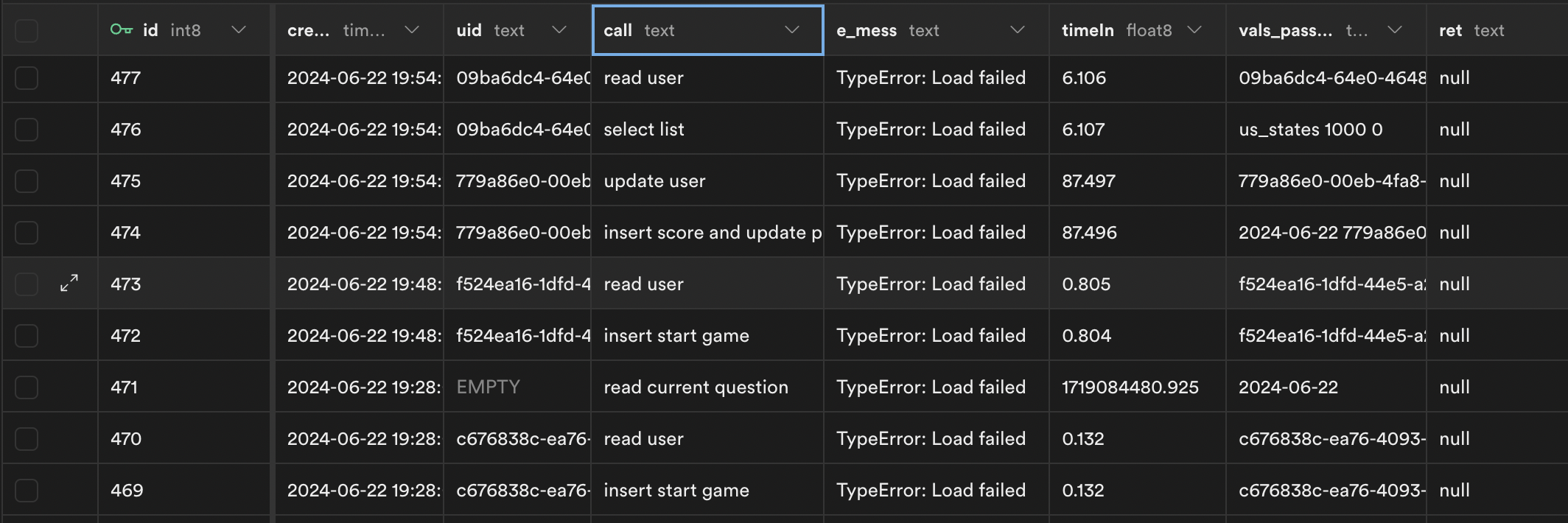 my error logging