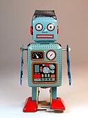 Unknown Chinese Maker Tin Wind Up Radar Robot Front