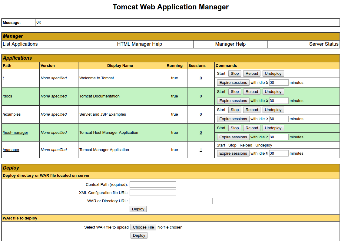 Tomcat Manager app