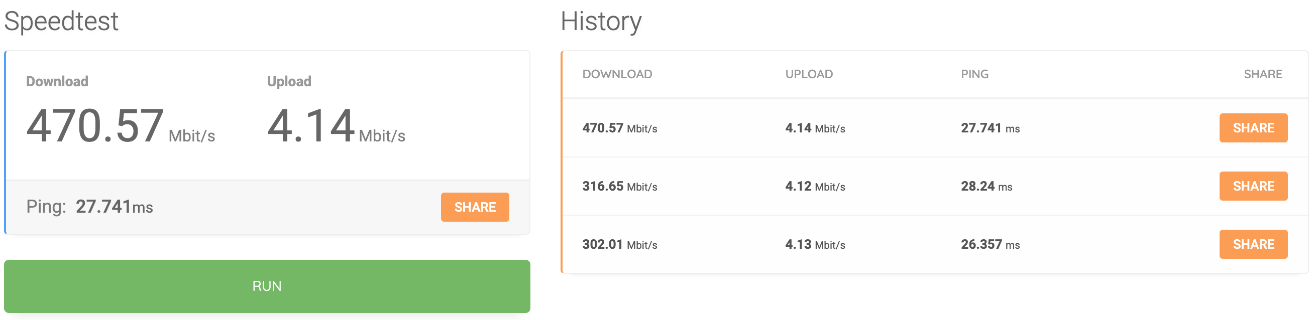 Airscarp Speedtest Plugin Screenshot