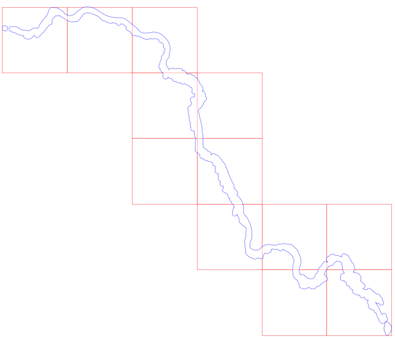 The area of interest partitioned into a grid of ‘patches’