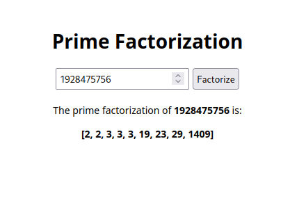 Prime Factorization Application Screenshot