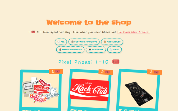 Screenshot of /arcade/shop