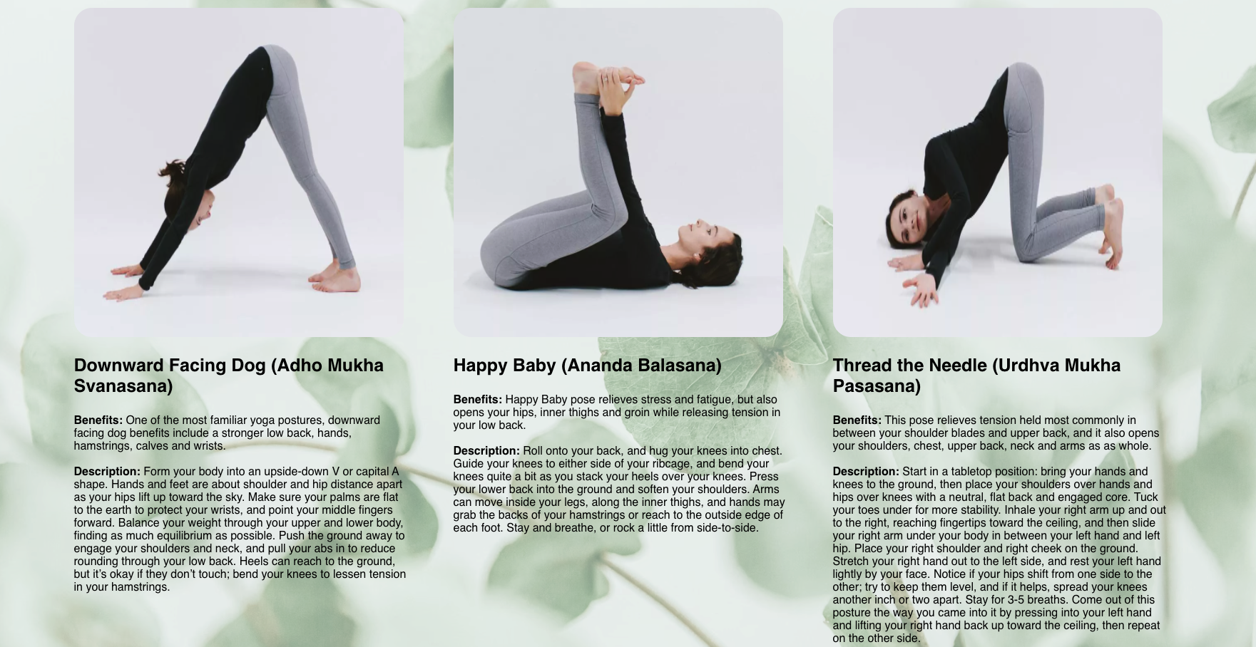 Yoga Pose Page