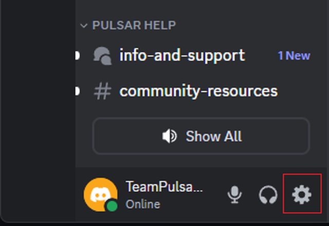 03. To setup 2FA in discord, click on the settings cog icon in the lower left hand corner of the screen next to your username.