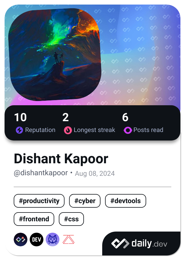 Dishant Kapoor's Dev Card