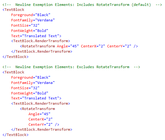 Newline Exemption Elements