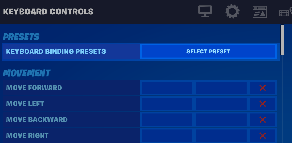 Fortnite keyboard binding preset