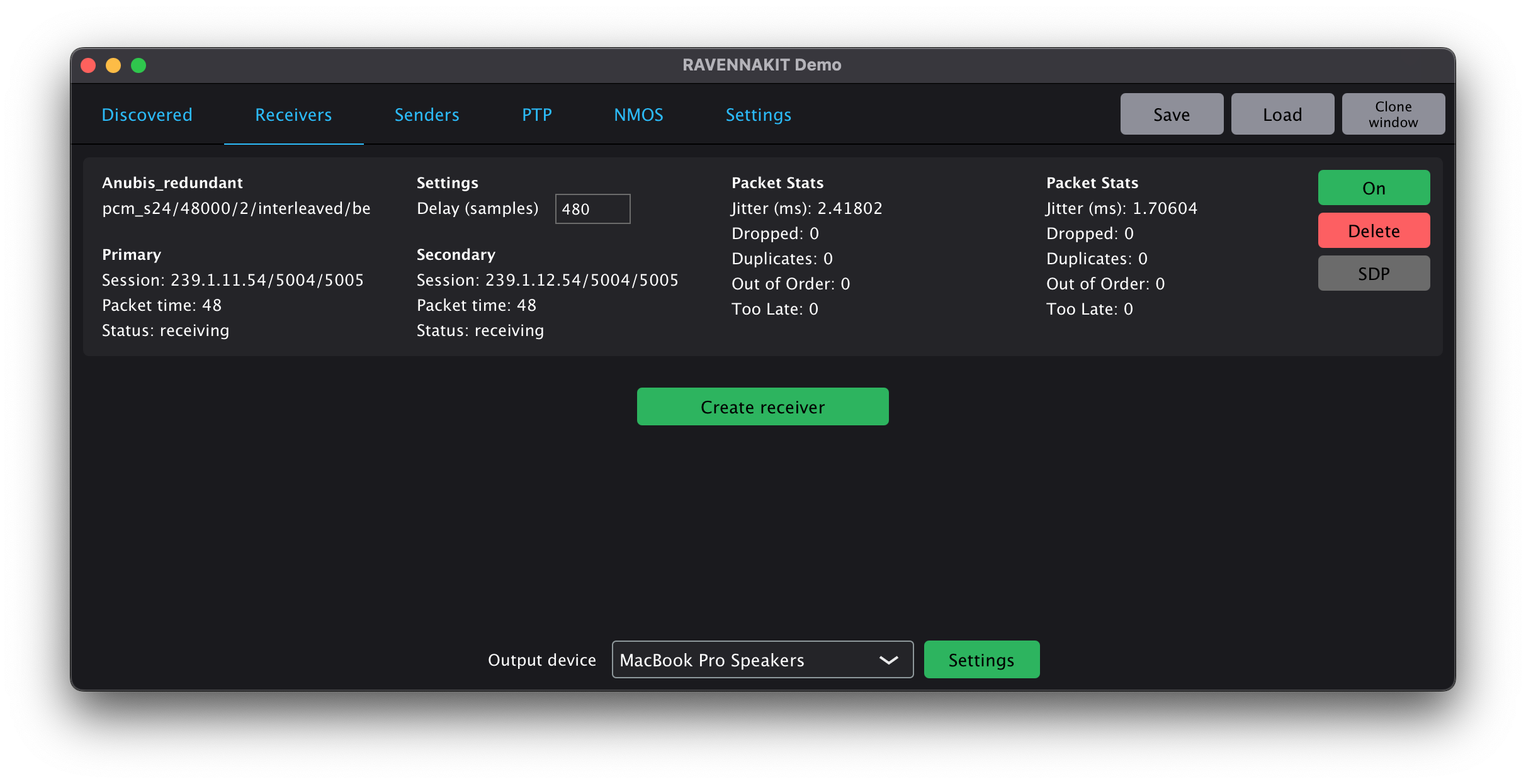 RAVENNAKIT Demo receivers