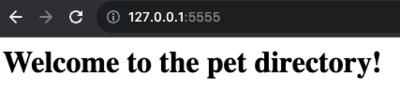 h1 text "Welcome to the pet directory!" in Google Chrome