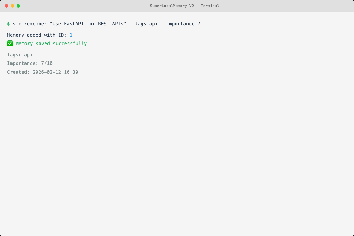 CLI Remember Command