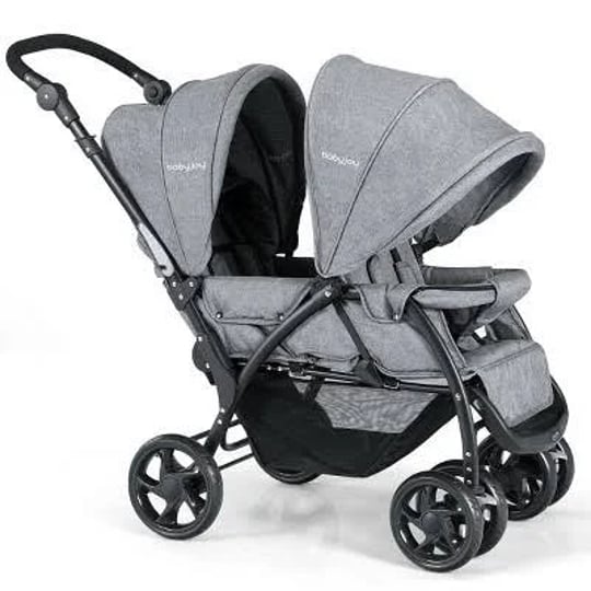 costway-foldable-double-baby-stroller-lightweight-front-back-seats-pushchair-gray-1