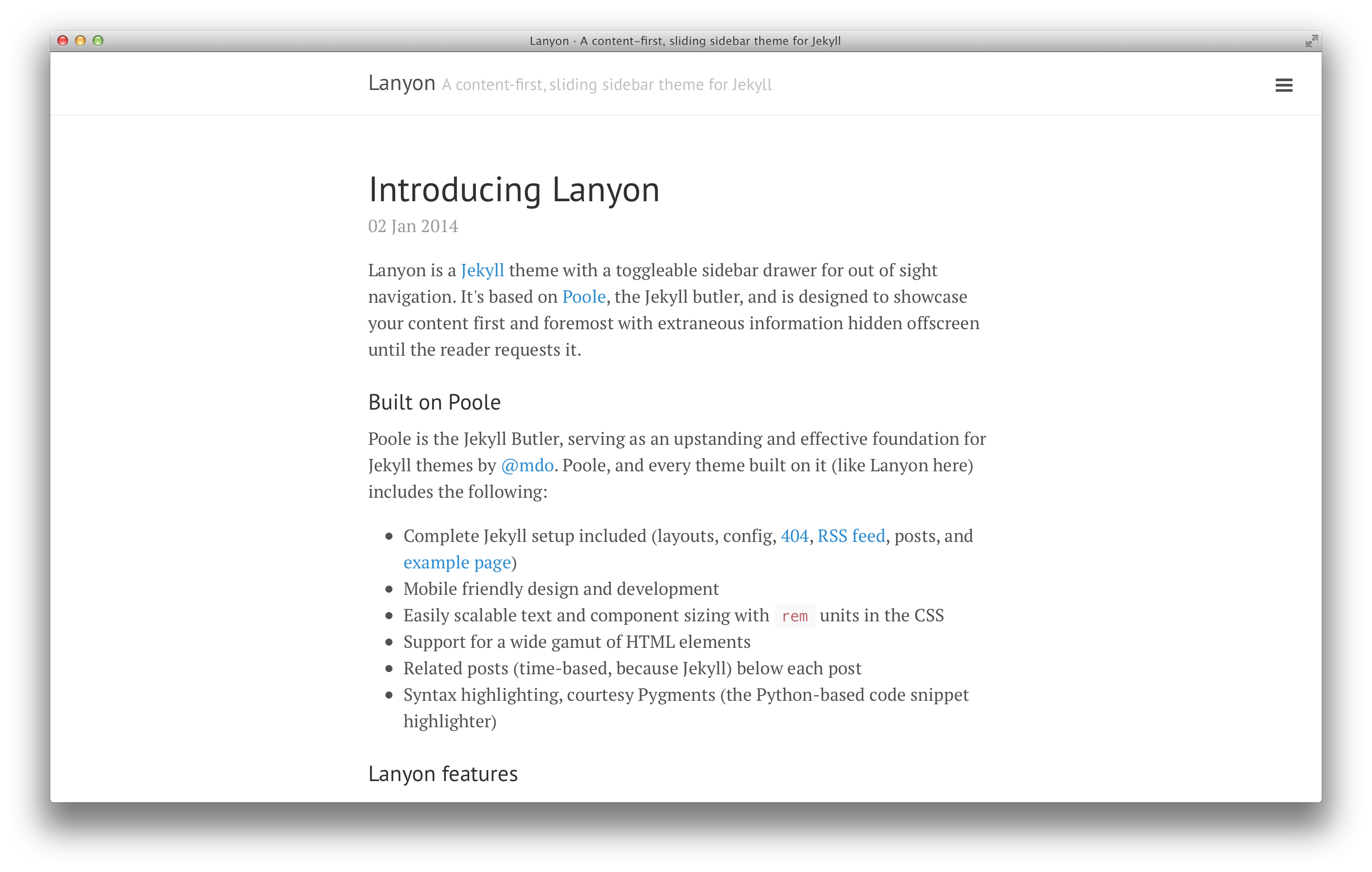 Lanyon blog with reverse layout