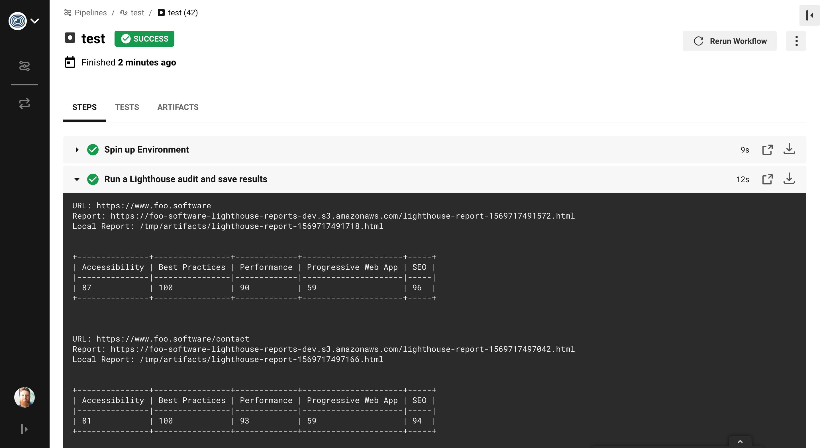 Lighthouse Check Orb output