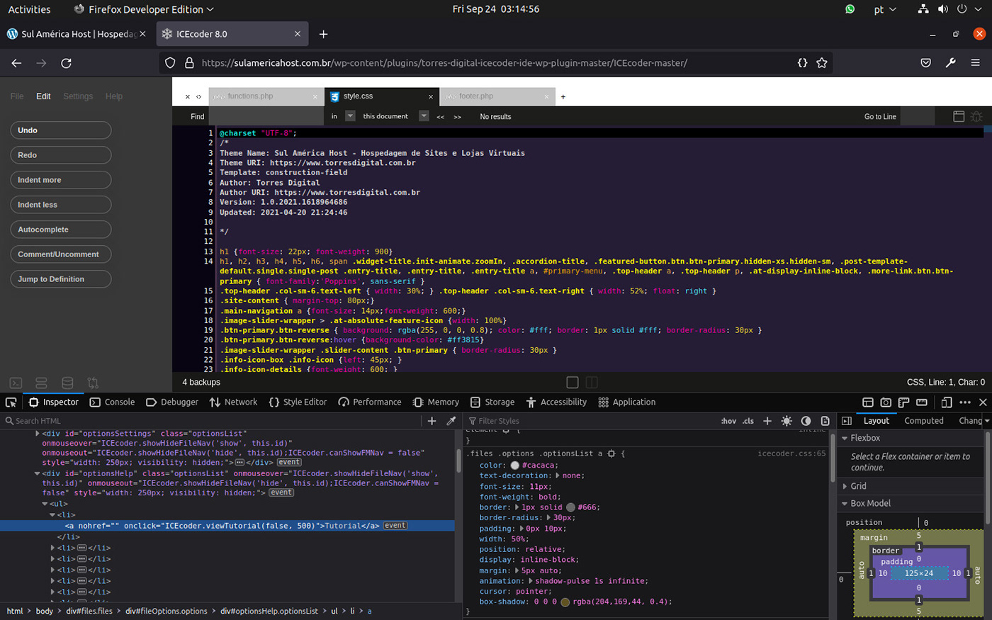 ICEcoder code editor with Torres Digital Theme