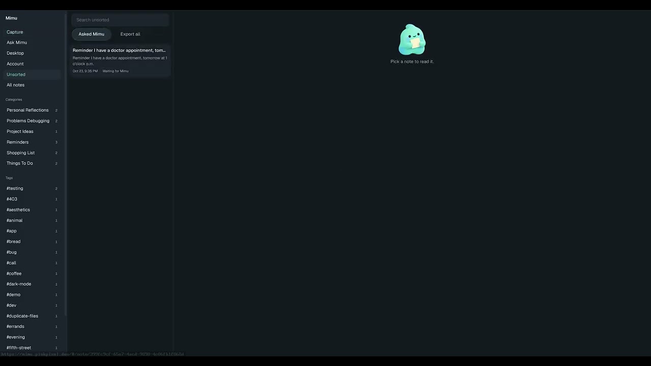 Mimu demo video
