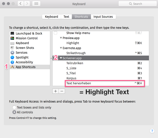 Scrivener Shortcut