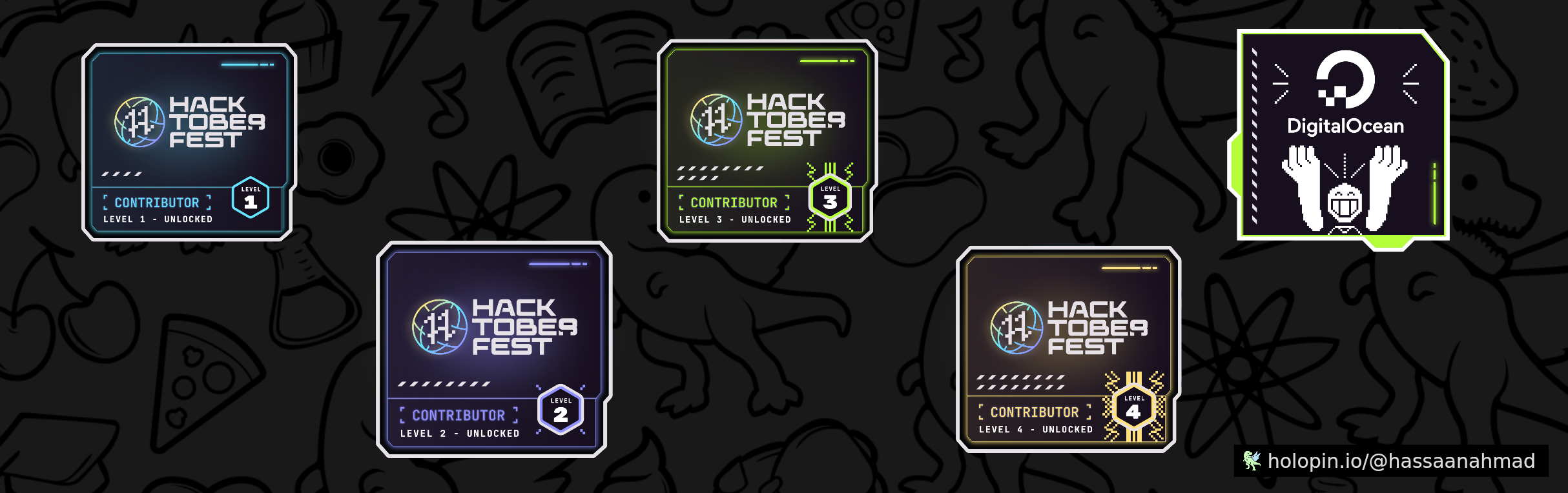 An image of @hassaanahmad's Holopin badges, which is a link to view their full Holopin profile