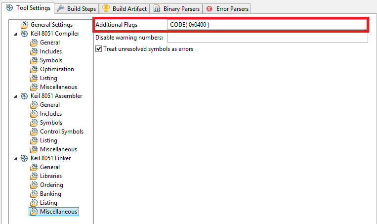 Simplicity Studio Code segment location