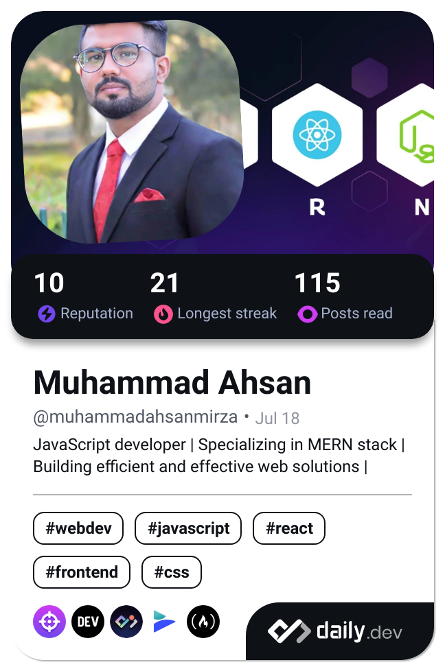 Muhammad Ahsan's Dev Card