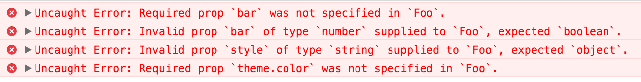 PropType validation example output