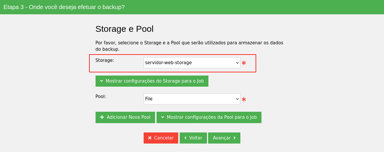 Storage e Pool