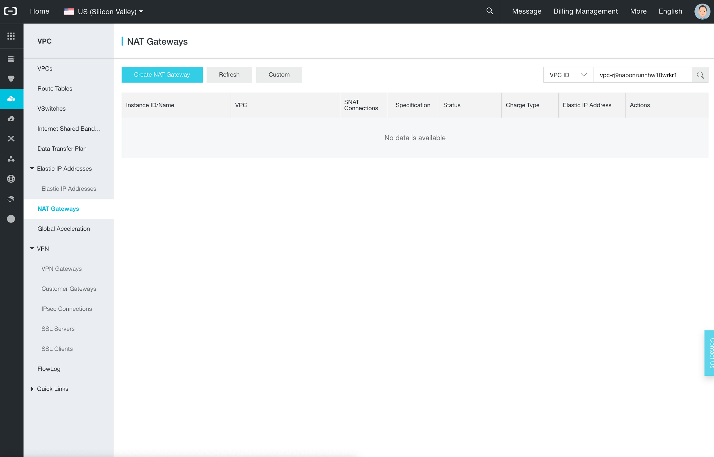 Alibaba Cloud — LTO node — NAT Gateways overview