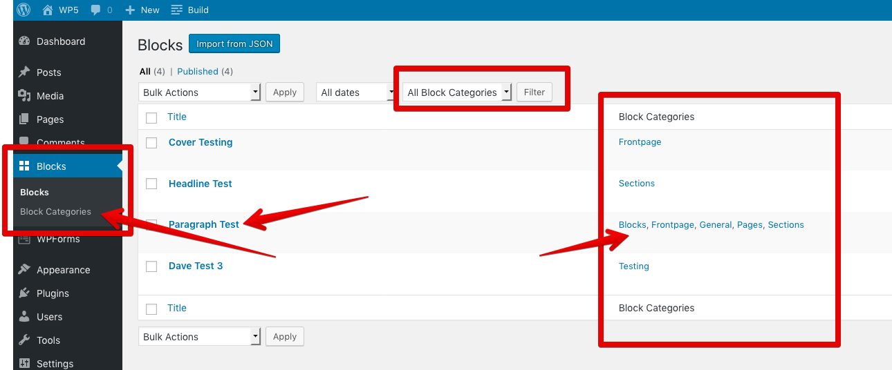 Reusable Blocks support in Block Editor (Gutenberg) in WordPress 5.0+ - post type list table (overview)