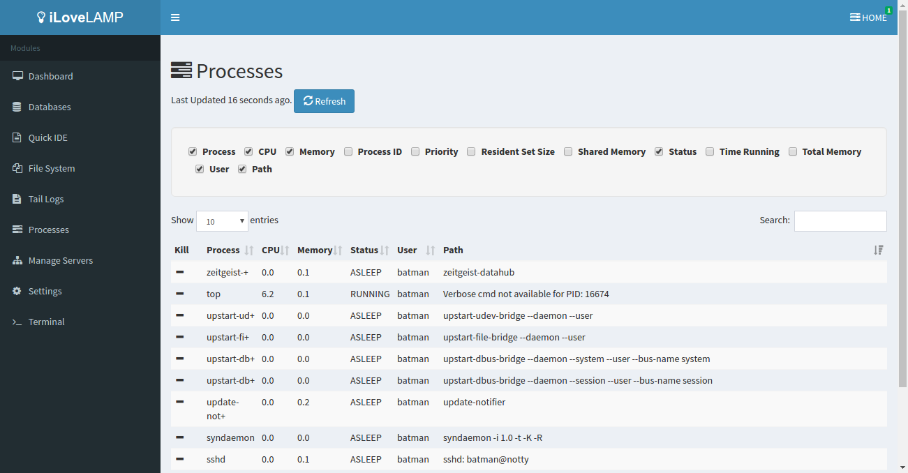 iLoveLAMP Processes Screenshot