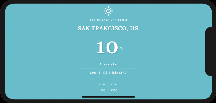 Weather app LANDSCAPE screen