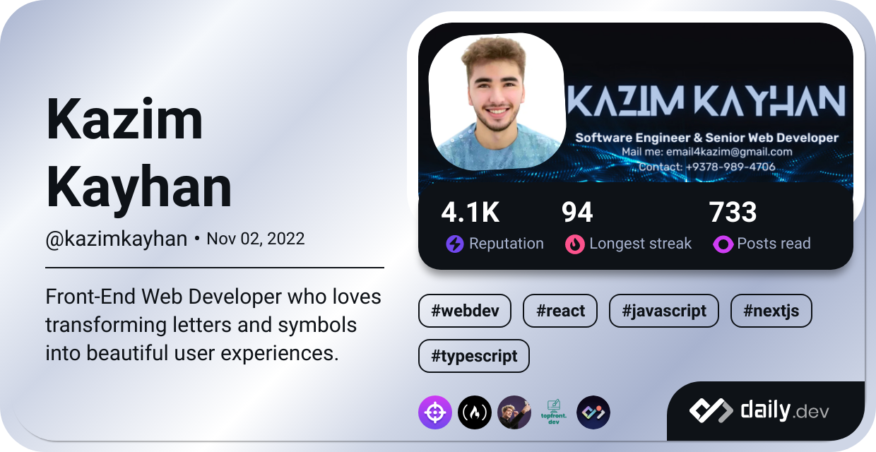 Kazim Kayhan's Dev Card