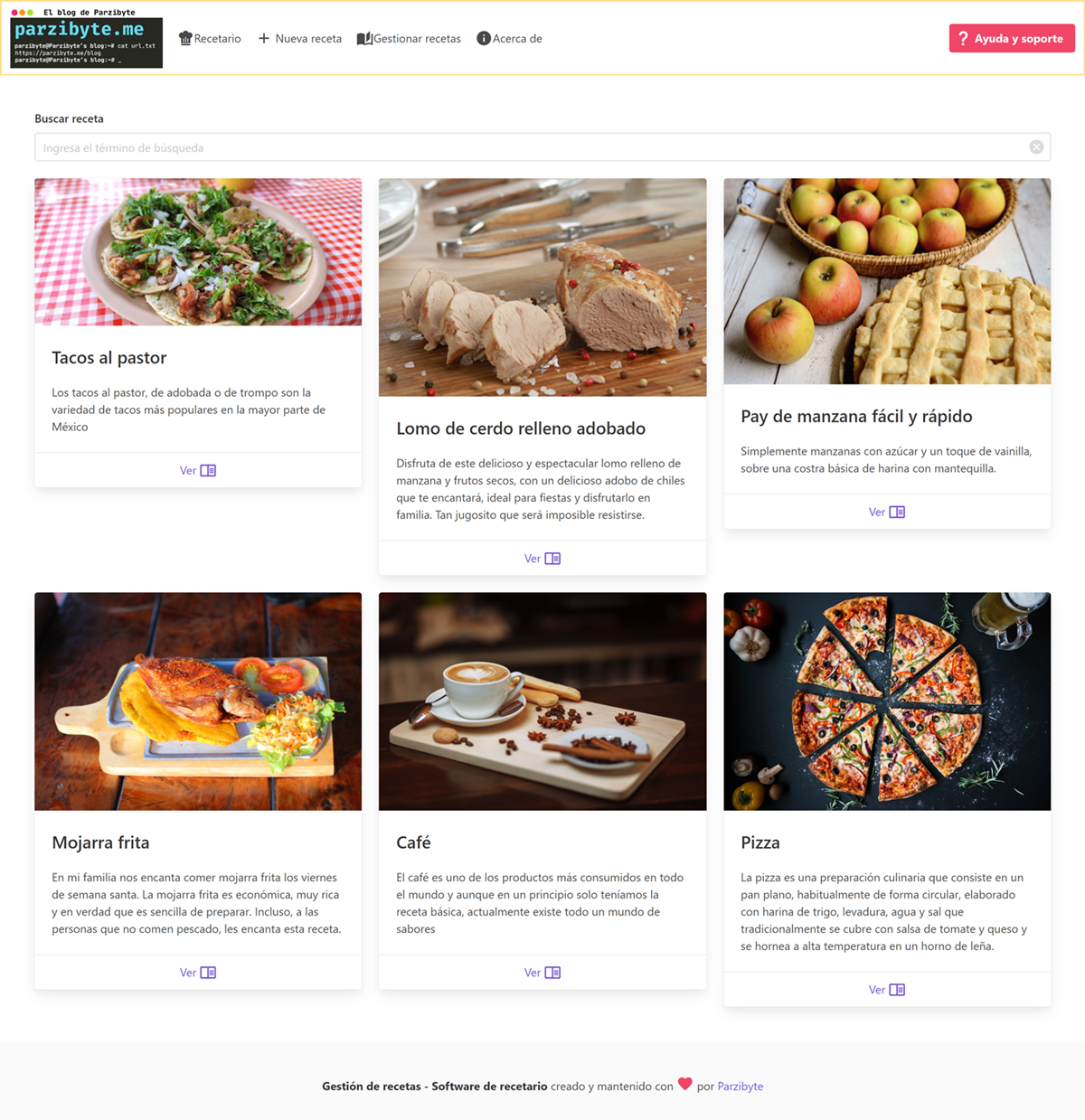 Recetario web - Software para recetas gratuito y open source