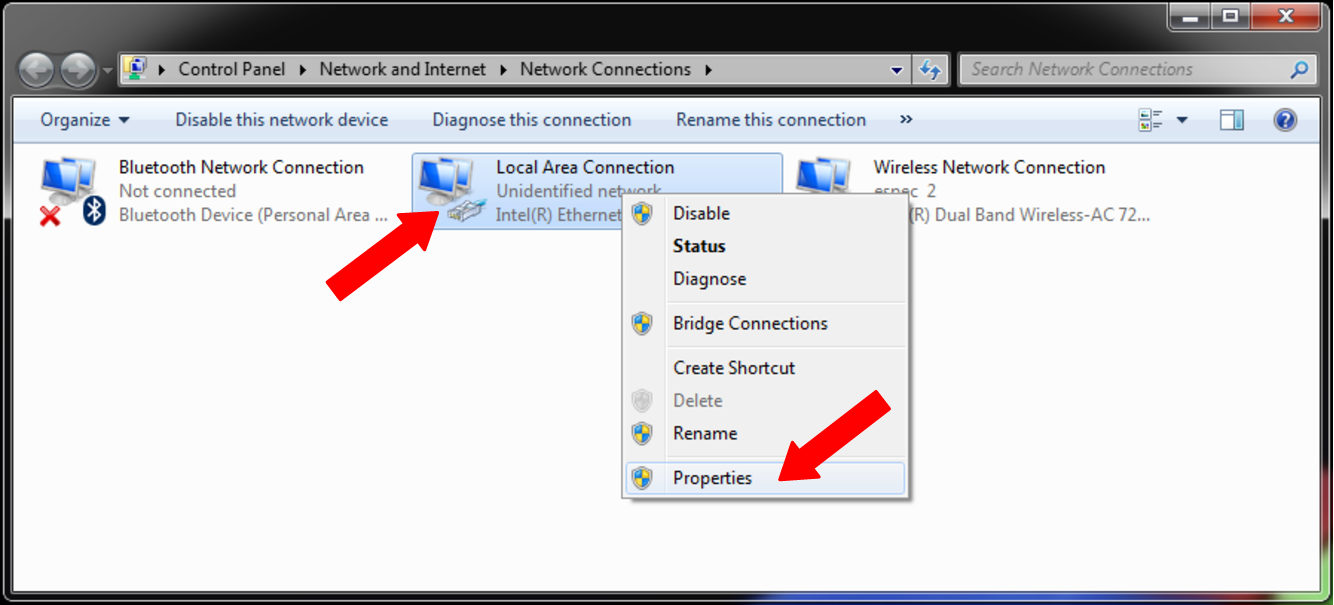 Selecting the right Local Area Connection
