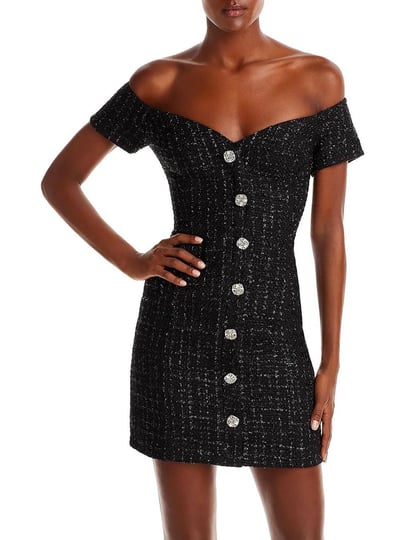 aqua-womens-boucle-metallic-mini-dress-black-1