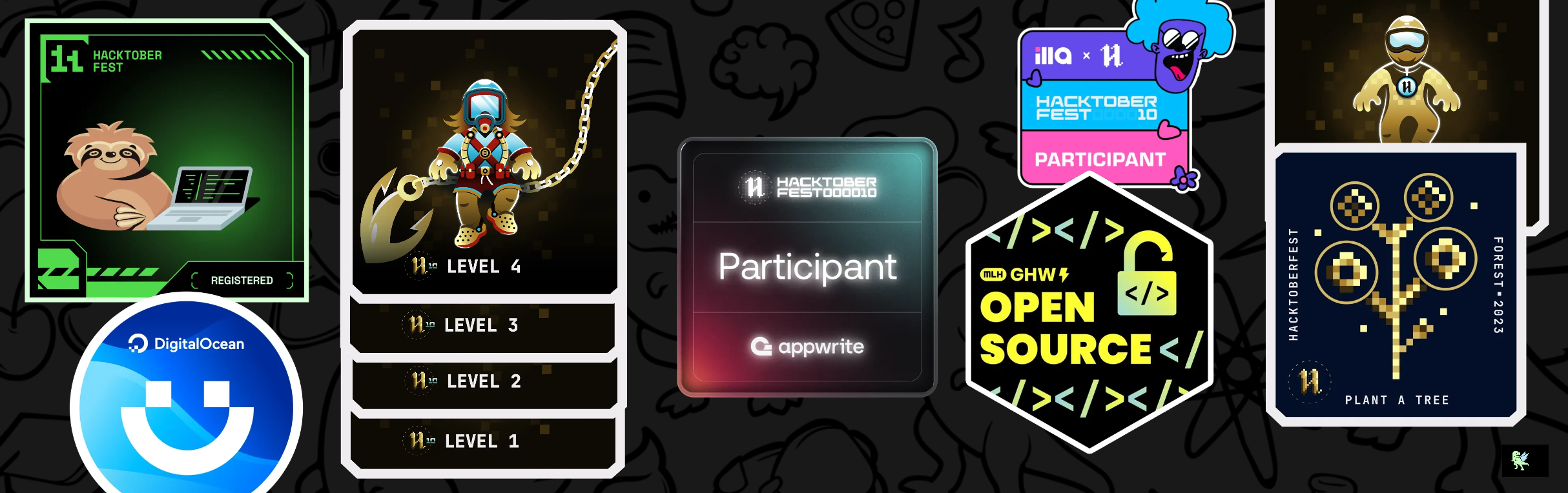 An image of @05hiteshbansal's Holopin badges, which is a link to view their full Holopin profile