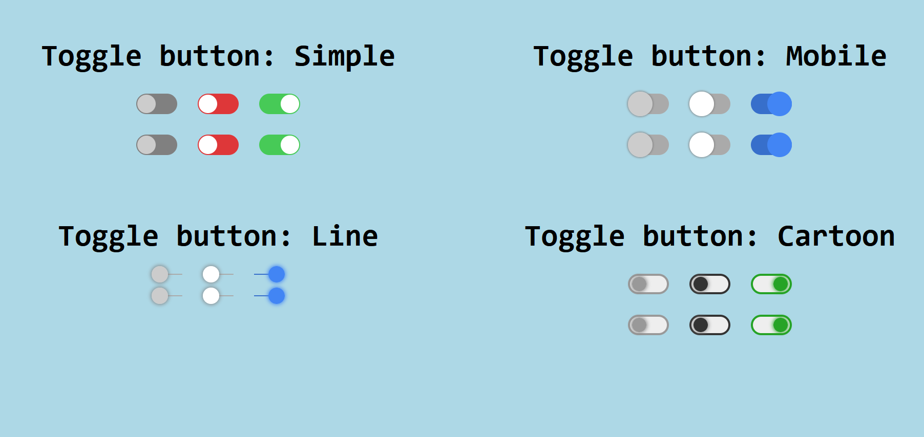 Four button styles