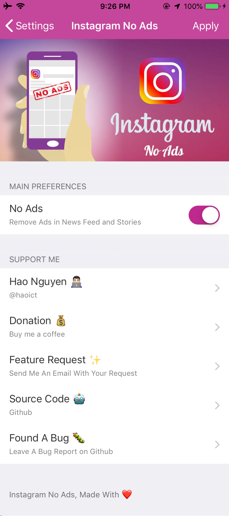 Instagram No Ads Preferences