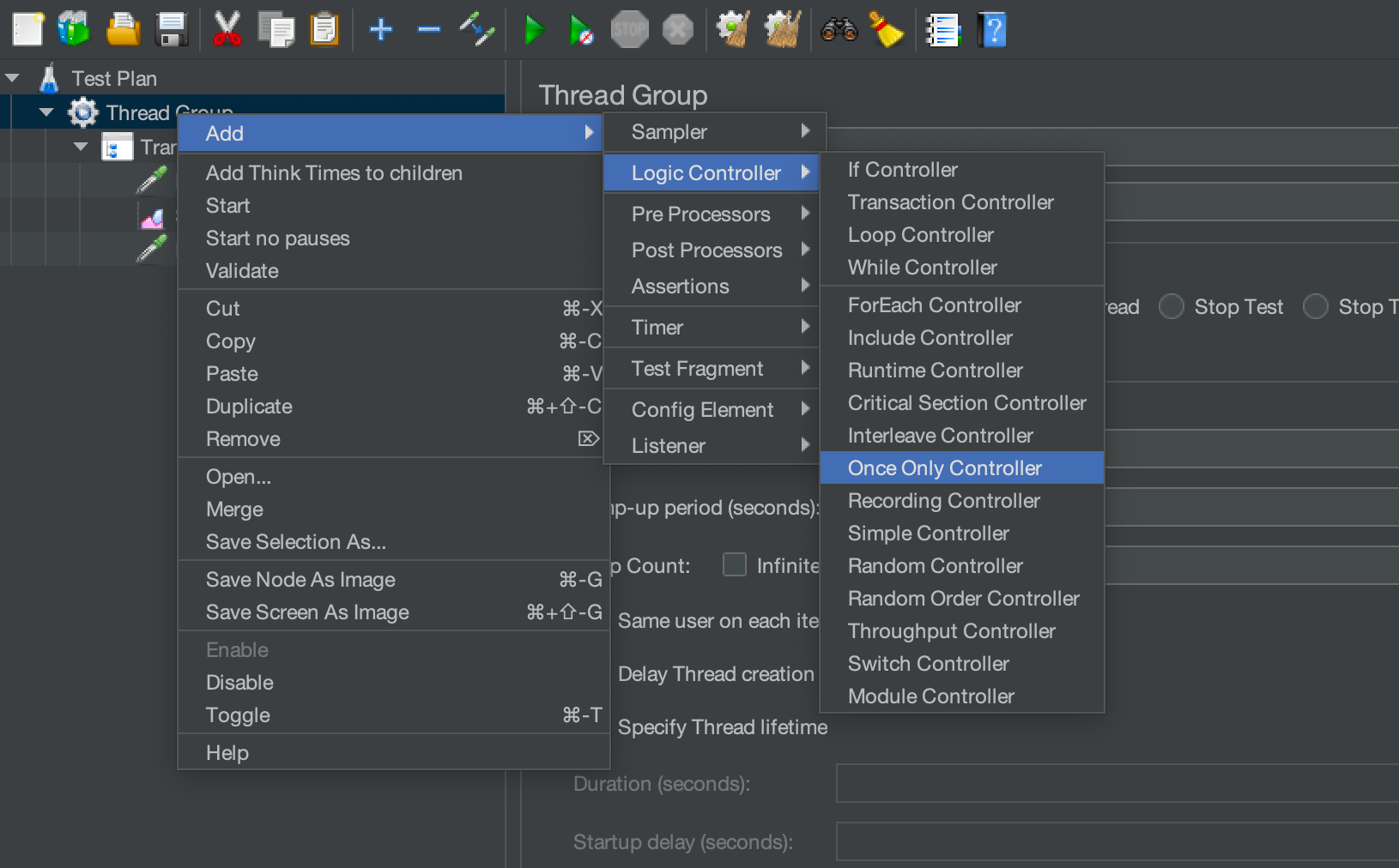 JMeter Add a once-only controller