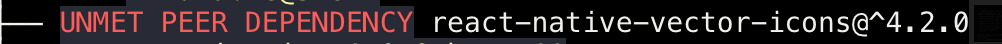 React Native Vector Icons Unmet Peer Dependency