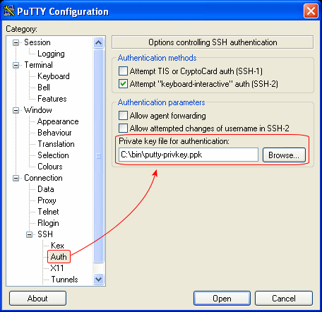 PuTTY ssh auth