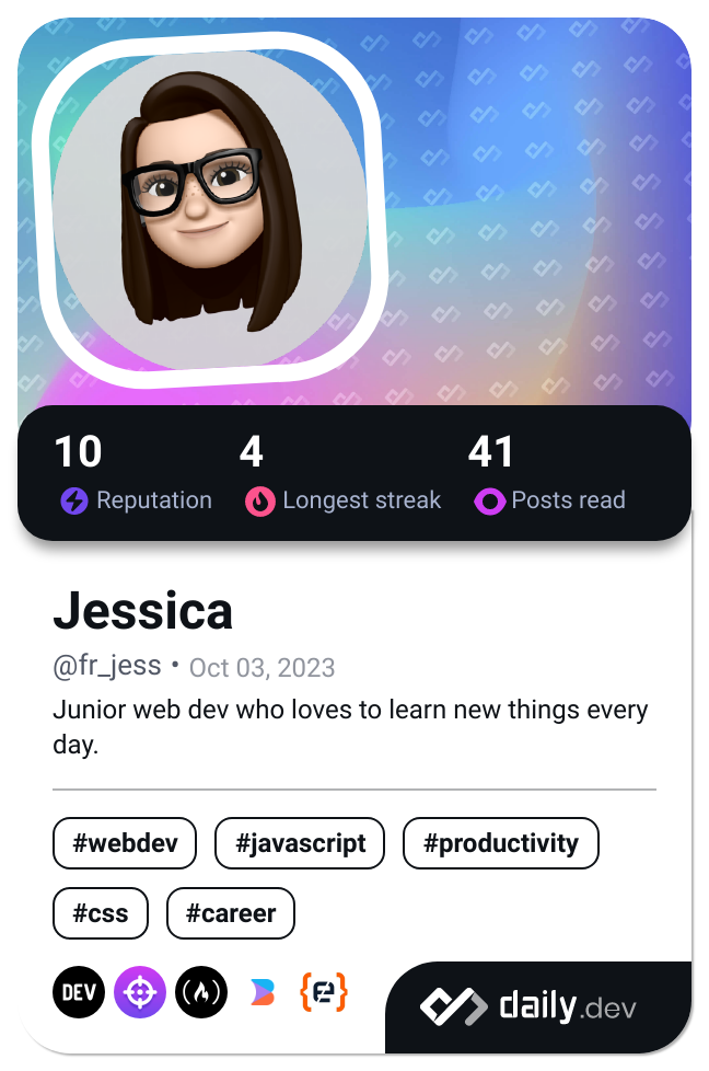 Jessica's Dev Card