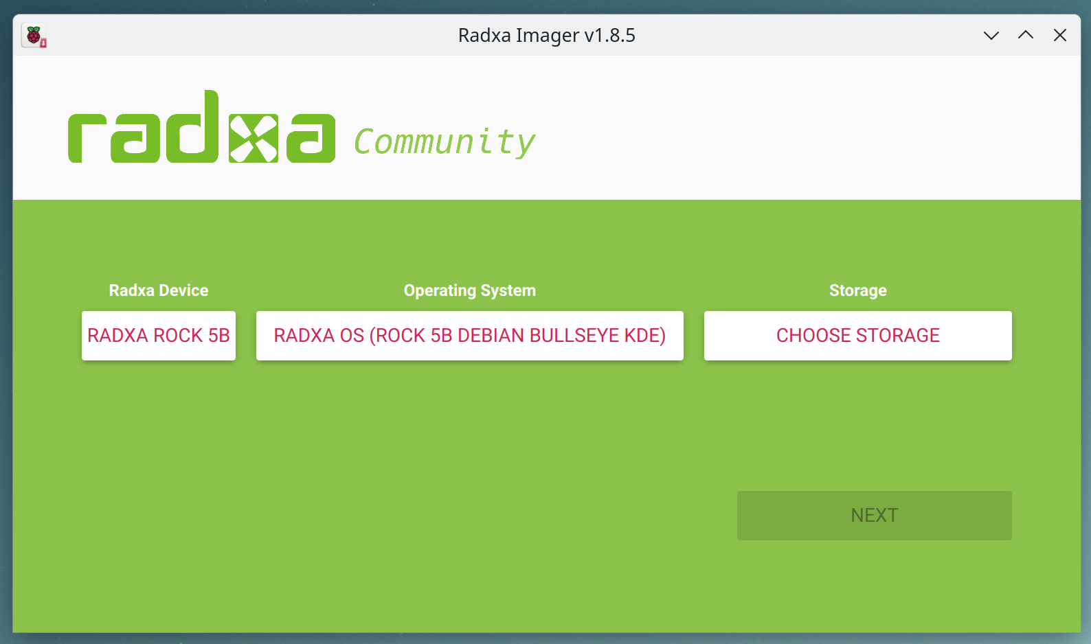 radxa imager screenshot