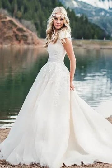 june-bridals-modest-romantic-beach-country-a-line-boho-lace-short-cap-sleeve-queen-anne-ball-gown-we-1