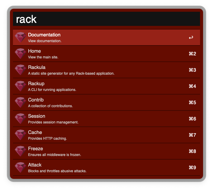 Rack workflow screenshot.