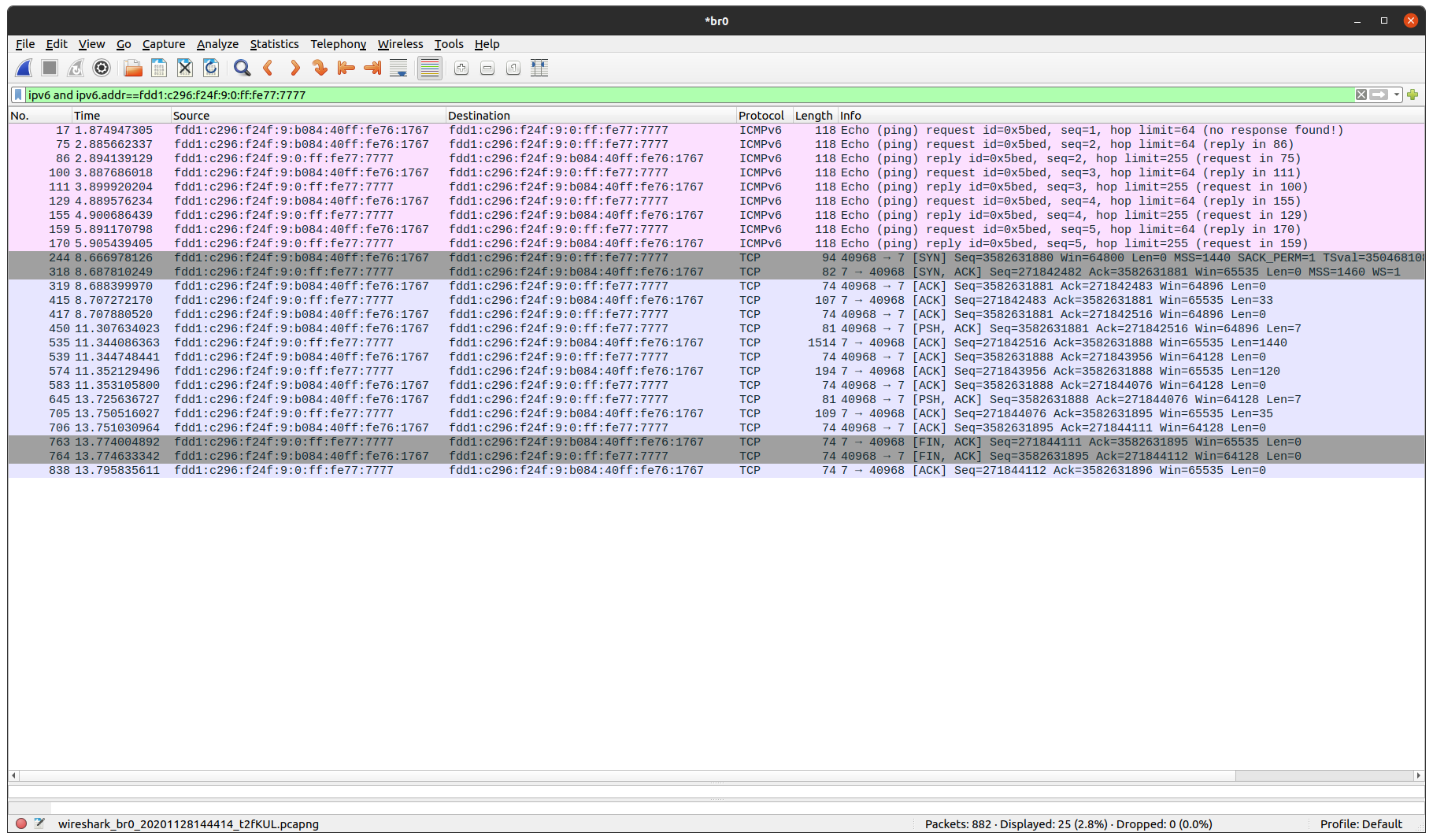 Sample PyTCP log output