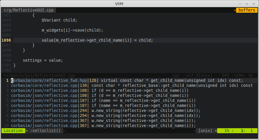 vim-clang-tags screenshot